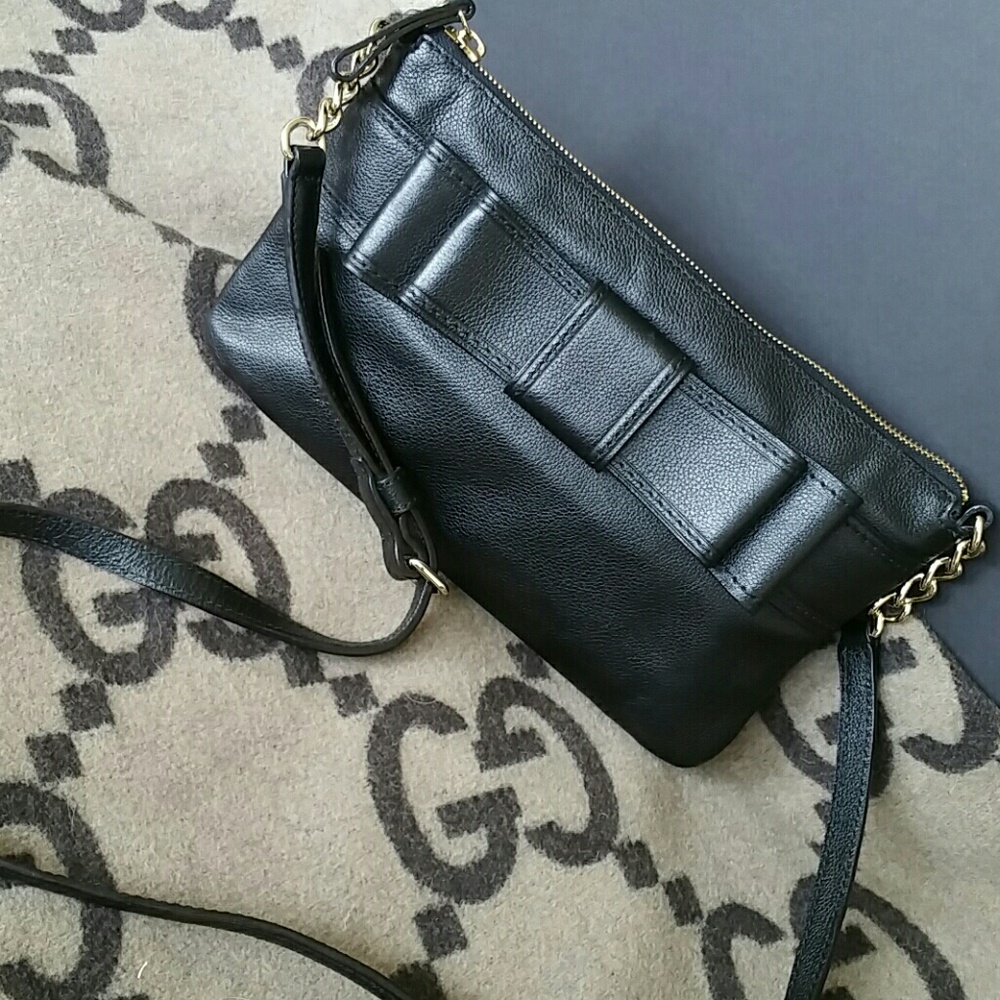 AUTHENTIC KATE SPADE BLK LEATHER BOW CROSSBODY BAG